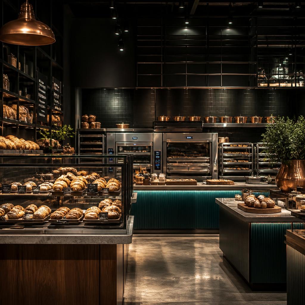 Modernes Filial-Interieur mit professioneller Bäckerei- und Retail-Technik